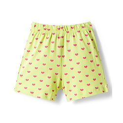Babyhug Cotton Knit Frill Sleeves Co-ords Top & Shorts Night Suit with Heart Print - Light Green