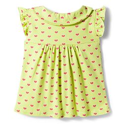 Babyhug Cotton Knit Frill Sleeves Co-ords Top & Shorts Night Suit with Heart Print - Light Green