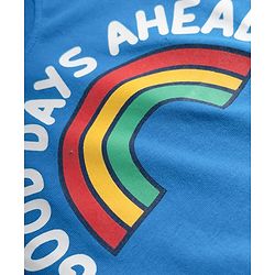Babyhug Cotton Knit Half Sleeves T-Shirt with Rainbow & Text Print - Blue