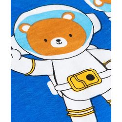 Babyhug Cotton Knit Full Sleeves Co-ords T-Shirt & Pajama Night Suit with Space Theme Print - Navy Blue