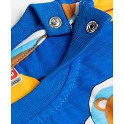Babyhug Cotton Knit Full Sleeves Co-ords T-Shirt & Pajama Night Suit with Space Theme Print - Navy Blue