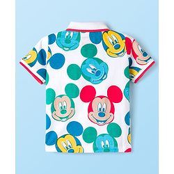 Babyhug Disney Single Jersey Knit Half Sleeves Polo T-Shirt & Shorts Set with Mickey Mouse Graphic - Multicolor