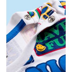 Babyhug Cotton Knit Half Sleeves T-Shirt with Text Print - White, Yellow & Blue