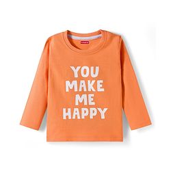 Babyhug Cotton Knit Full Sleeves Striped Abstract & Text Printed T-Shirts Pack of 3 - Orange & White