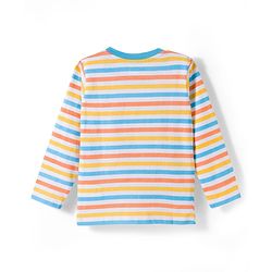 Babyhug Cotton Knit Full Sleeves Striped Abstract & Text Printed T-Shirts Pack of 3 - Orange & White