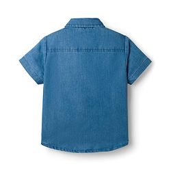 Babyhug Disney Half Sleeve Denim Shirt with Mickey Mouse Graphic - Blue