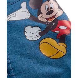 Babyhug Disney Half Sleeve Denim Shirt with Mickey Mouse Graphic - Blue