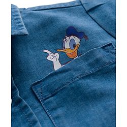 Babyhug Disney Half Sleeve Denim Shirt with Mickey Mouse Graphic - Blue