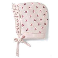 Babyhug 100% Cotton Knit Cap with Floral Print Pink - Diameter 8.5 cm