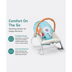 Babyhug 2-in-1 Rockers & Reclining Chair with Calming Vibration| Adjustable Recline| Safety Harness| Removable & Washable Fabric| Foldout Stand for Stable Position| Compact Fold  - Sky