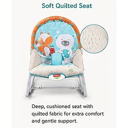 Babyhug 2-in-1 Rockers & Reclining Chair with Calming Vibration| Adjustable Recline| Safety Harness| Removable & Washable Fabric| Foldout Stand for Stable Position| Compact Fold  - Sky