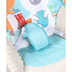 Babyhug 2-in-1 Rockers & Reclining Chair with Calming Vibration| Adjustable Recline| Safety Harness| Removable & Washable Fabric| Foldout Stand for Stable Position| Compact Fold  - Sky