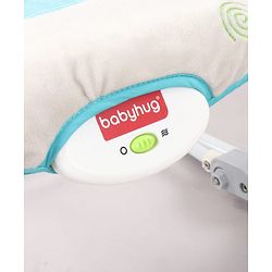 Babyhug 2-in-1 Rockers & Reclining Chair with Calming Vibration| Adjustable Recline| Safety Harness| Removable & Washable Fabric| Foldout Stand for Stable Position| Compact Fold  - Sky