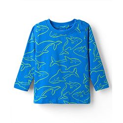 Babyhug Cotton Knit Full Sleeves Sea Life Printed Co-Ords T-Shirt & Pyjama Night Suit - Blue