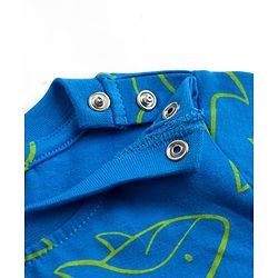 Babyhug Cotton Knit Full Sleeves Sea Life Printed Co-Ords T-Shirt & Pyjama Night Suit - Blue