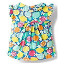 Babyhug Cotton Knit Frill Sleeves Co-ords Top & Pajama Night Suit with Tropical Theme Print - Multicolor