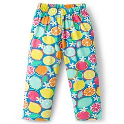 Babyhug Cotton Knit Frill Sleeves Co-ords Top & Pajama Night Suit with Tropical Theme Print - Multicolor