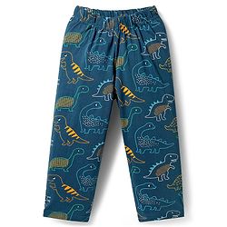 Babyhug Cotton Knit Half Sleeves Dino Printed T-Shirt & Pyjama Co-Ord Night Suit - Navy Blue