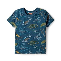 Babyhug Cotton Knit Half Sleeves Dino Printed T-Shirt & Pyjama Co-Ord Night Suit - Navy Blue