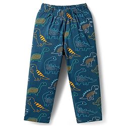 Babyhug Cotton Knit Half Sleeves Dino Printed T-Shirt & Pyjama Co-Ord Night Suit - Navy Blue