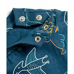Babyhug Cotton Knit Half Sleeves Dino Printed T-Shirt & Pyjama Co-Ord Night Suit - Navy Blue