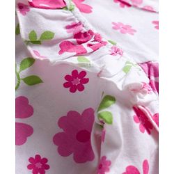 Babyhug 100% Cotton Knit Full Sleeves Floral Printed Frock With Bloomer - White