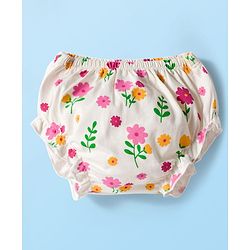 Babyhug 100% Cotton Knit Full Sleeves Floral Printed Frock With Bloomer - Pink