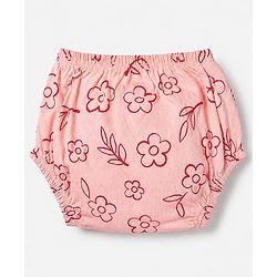 Babyhug 100% Cotton Interlock Knit Frock and Bloomer with Half Sleeves and Floral Print in Pink for New born
