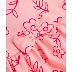 Babyhug 100% Cotton Interlock Knit Frock and Bloomer with Half Sleeves and Floral Print in Pink for New born