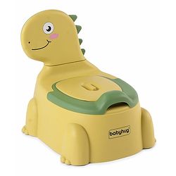 Babyhug Dino Baby Potty Chair - Yellow| Comfortable Seating with Backrest| Non-Slip Base| Easy to Clean Removable Bowl| Splash Guard| Lightweight & Portable | Toddler Potty Training Seat