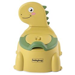 Babyhug Dino Baby Potty Chair - Yellow| Comfortable Seating with Backrest| Non-Slip Base| Easy to Clean Removable Bowl| Splash Guard| Lightweight & Portable | Toddler Potty Training Seat