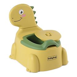 Babyhug Dino Baby Potty Chair - Yellow| Comfortable Seating with Backrest| Non-Slip Base| Easy to Clean Removable Bowl| Splash Guard| Lightweight & Portable | Toddler Potty Training Seat