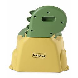 Babyhug Dino Baby Potty Chair - Yellow| Comfortable Seating with Backrest| Non-Slip Base| Easy to Clean Removable Bowl| Splash Guard| Lightweight & Portable | Toddler Potty Training Seat