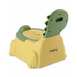 Babyhug Dino Baby Potty Chair - Yellow| Comfortable Seating with Backrest| Non-Slip Base| Easy to Clean Removable Bowl| Splash Guard| Lightweight & Portable | Toddler Potty Training Seat