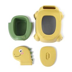 Babyhug Dino Baby Potty Chair - Yellow| Comfortable Seating with Backrest| Non-Slip Base| Easy to Clean Removable Bowl| Splash Guard| Lightweight & Portable | Toddler Potty Training Seat