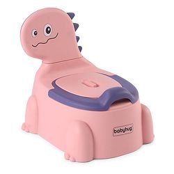 Babyhug Dino Baby Potty Chair - Yellow| Comfortable Seating with Backrest| Non-Slip Base| Easy to Clean Removable Bowl| Splash Guard| Lightweight & Portable | Toddler Potty Training Seat