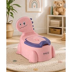 Babyhug Dino Baby Potty Chair - Yellow| Comfortable Seating with Backrest| Non-Slip Base| Easy to Clean Removable Bowl| Splash Guard| Lightweight & Portable | Toddler Potty Training Seat