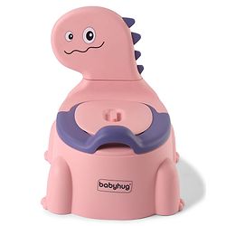 Babyhug Dino Baby Potty Chair - Yellow| Comfortable Seating with Backrest| Non-Slip Base| Easy to Clean Removable Bowl| Splash Guard| Lightweight & Portable | Toddler Potty Training Seat