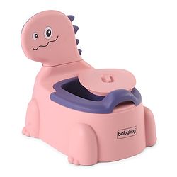 Babyhug Dino Baby Potty Chair - Yellow| Comfortable Seating with Backrest| Non-Slip Base| Easy to Clean Removable Bowl| Splash Guard| Lightweight & Portable | Toddler Potty Training Seat