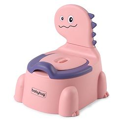 Babyhug Dino Baby Potty Chair - Yellow| Comfortable Seating with Backrest| Non-Slip Base| Easy to Clean Removable Bowl| Splash Guard| Lightweight & Portable | Toddler Potty Training Seat