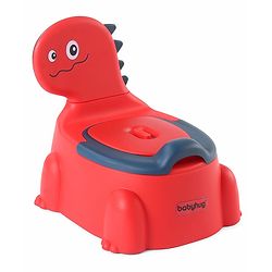 Babyhug Dino Baby Potty Chair - Yellow| Comfortable Seating with Backrest| Non-Slip Base| Easy to Clean Removable Bowl| Splash Guard| Lightweight & Portable | Toddler Potty Training Seat