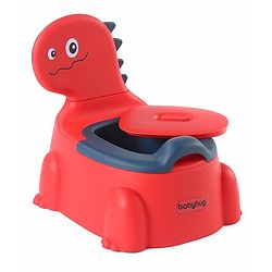 Babyhug Dino Baby Potty Chair - Yellow| Comfortable Seating with Backrest| Non-Slip Base| Easy to Clean Removable Bowl| Splash Guard| Lightweight & Portable | Toddler Potty Training Seat
