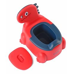 Babyhug Dino Baby Potty Chair - Yellow| Comfortable Seating with Backrest| Non-Slip Base| Easy to Clean Removable Bowl| Splash Guard| Lightweight & Portable | Toddler Potty Training Seat