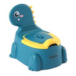 Babyhug Dino Baby Potty Chair - Yellow| Comfortable Seating with Backrest| Non-Slip Base| Easy to Clean Removable Bowl| Splash Guard| Lightweight & Portable | Toddler Potty Training Seat