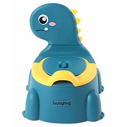 Babyhug Dino Baby Potty Chair - Yellow| Comfortable Seating with Backrest| Non-Slip Base| Easy to Clean Removable Bowl| Splash Guard| Lightweight & Portable | Toddler Potty Training Seat