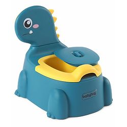 Babyhug Dino Baby Potty Chair - Yellow| Comfortable Seating with Backrest| Non-Slip Base| Easy to Clean Removable Bowl| Splash Guard| Lightweight & Portable | Toddler Potty Training Seat