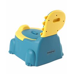 Babyhug Dino Baby Potty Chair - Yellow| Comfortable Seating with Backrest| Non-Slip Base| Easy to Clean Removable Bowl| Splash Guard| Lightweight & Portable | Toddler Potty Training Seat