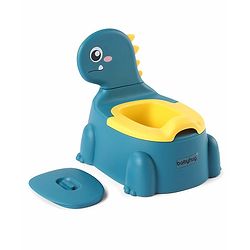 Babyhug Dino Baby Potty Chair - Yellow| Comfortable Seating with Backrest| Non-Slip Base| Easy to Clean Removable Bowl| Splash Guard| Lightweight & Portable | Toddler Potty Training Seat