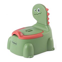 Babyhug Dino Baby Potty Chair - Yellow| Comfortable Seating with Backrest| Non-Slip Base| Easy to Clean Removable Bowl| Splash Guard| Lightweight & Portable | Toddler Potty Training Seat
