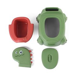 Babyhug Dino Baby Potty Chair - Yellow| Comfortable Seating with Backrest| Non-Slip Base| Easy to Clean Removable Bowl| Splash Guard| Lightweight & Portable | Toddler Potty Training Seat